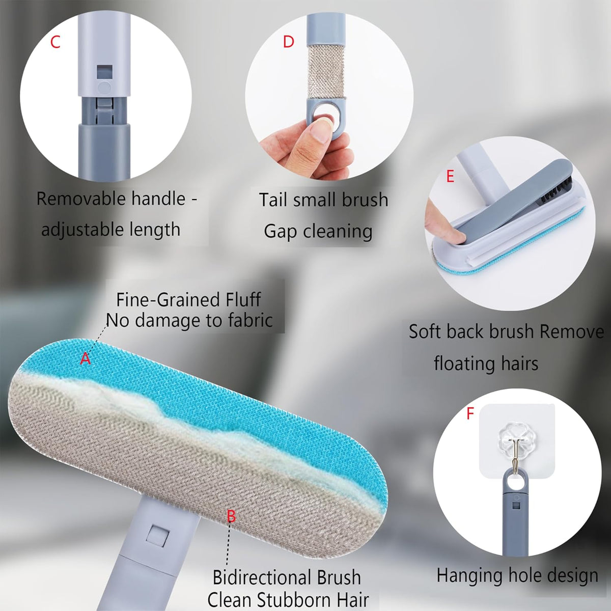 Pet Hair Remover for Furniture, Reusable, Effective Lint Brush for Dog and Cat Hair - 17.3Inch