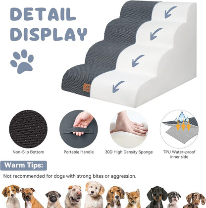 Dog Ramp and Stair for Bed 16" H-20 H,3-Step Cat Stair for Sofa and Chair,4-Step Dog Ramp for High