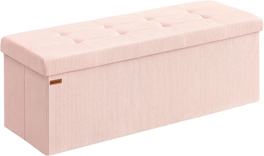 SONGMICS MAZIE Collection - Storage Ottoman Bench, Foldable Foot Rest, 15 x 43 x 15 Inches, End of