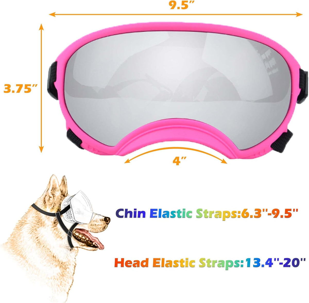 Large Dog Sunglasses with Adjustable Strap UV Protection, Winproof Puppy Sunglasses, Suitable for
