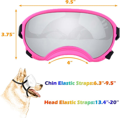 Large Dog Sunglasses with Adjustable Strap UV Protection, Winproof Puppy Sunglasses, Suitable for