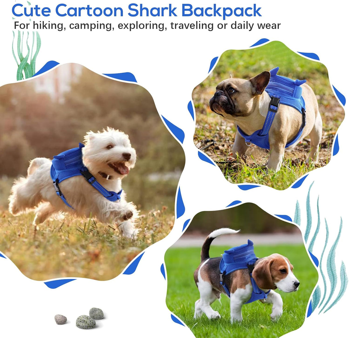 IDOMIK Dog Backpack Harness, No-Pull Dog Backpack with D-Ring for Small Medium Dogs, Cute Self