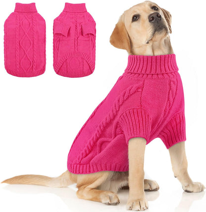 Queenmore Dog Sweater Large Size,Warm Dog Sweaters for Big Dogs,Chunky Knitted Doggy Sweater for