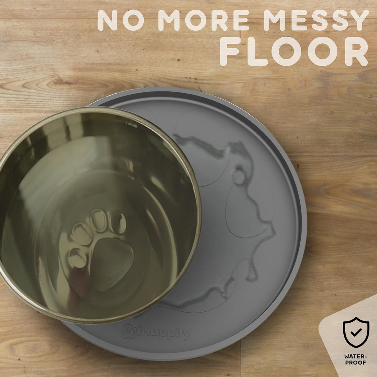 Dog Food Mat Round 10" - Raised Edges Dogs Mat for Food and Water Prevent Spill, Waterproof Cat