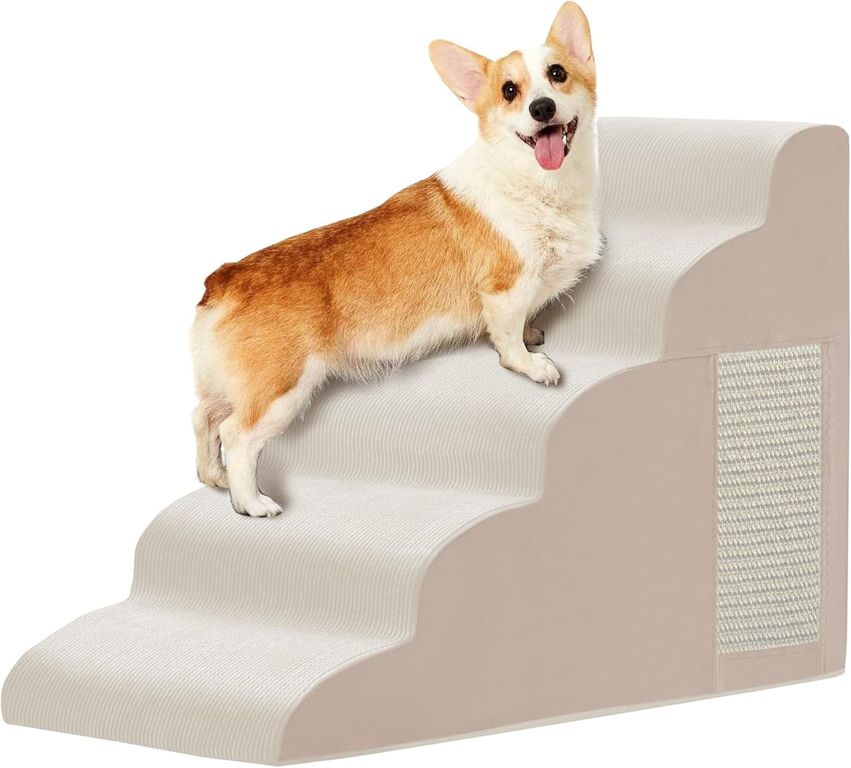 Pet Stairs, Dog Stairs for Small Dogs, Dogs Steps, 5-Step Curved Dog Ramp for Bed, Couch, Sofa, Car