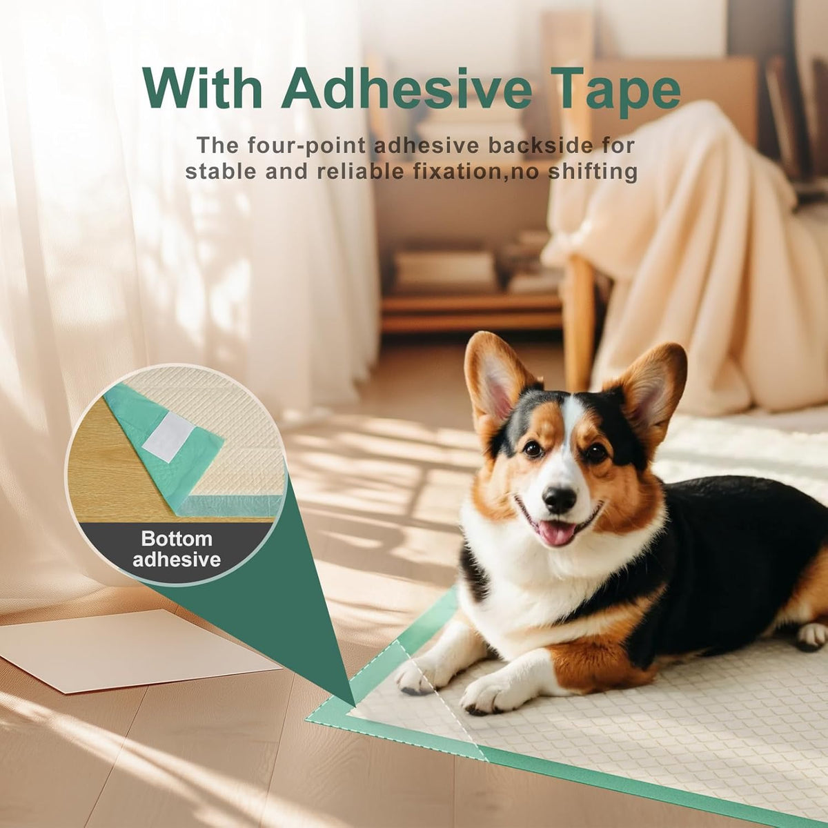 Gardner Pet Puppy Pee Pads Large 18"x24", 50 Count, Dog Pee Pads with Adhesive Sticky Tape, Max