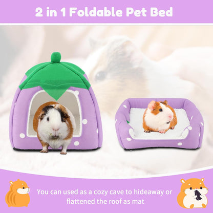 BWOGUE Guinea Pig House Bed Cozy Hamster Cave Large Hideout for Dwarf Rabbits Hedgehog Bearded