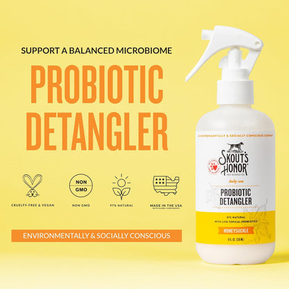 Skout's Honor Probiotic Pet Detangler Spray - Hydrating & Conditioning w/Avocado Oil, 97% Natural