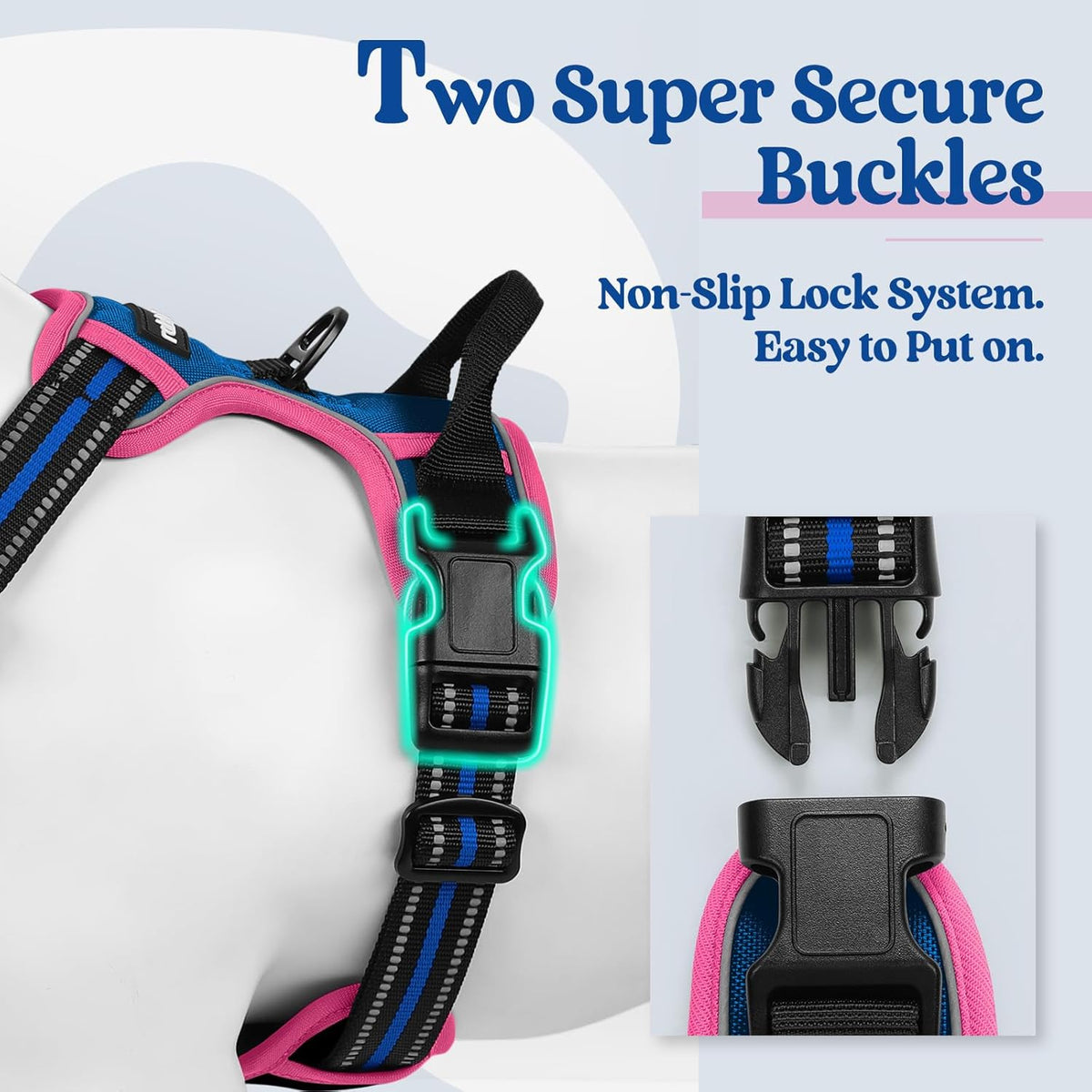 rabbitgoo Dog Harness No Pull with 2 Leash Clips, Adjustable Soft Padded, Reflective Oxford No