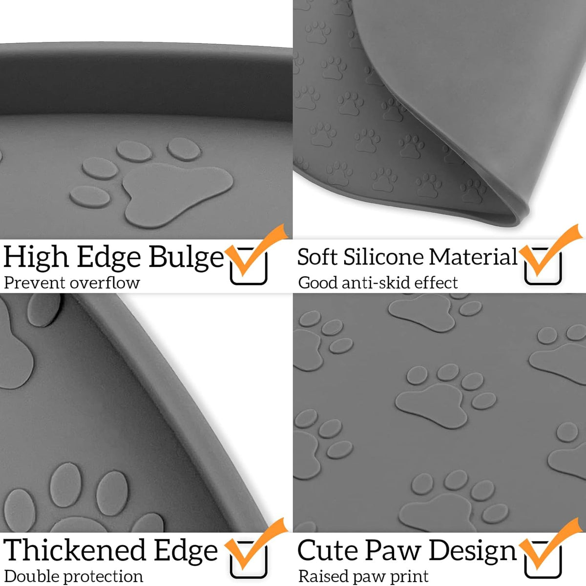 KPWACD Pet Feeding Mat for Dogs and Cats, Silicone Dog Placemat Non-Slip Waterproof Bowl Mats