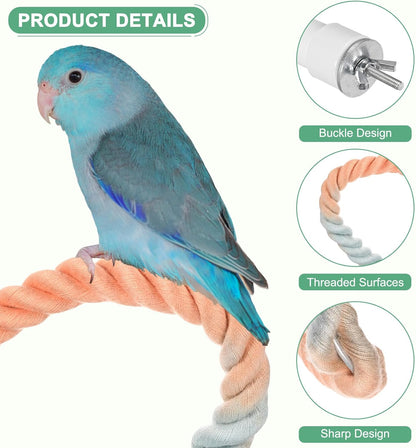 2-Pack Rope Perches for Bird Cages, 31.5 in Length Comfort Grip Flexible Rope Perch Beak & Paw