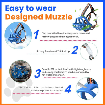 Dog Muzzle, Basket Muzzle for Small Medium Large Dogs, Anti-Biting and Chewing, Lightweight &