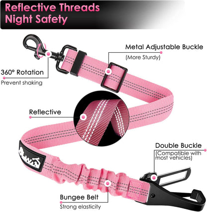 SlowTon Dog Seat Belt, Adjustable Dog Safety Belt Leash, 2 in 1 Latch Bar Attachment Dog Car