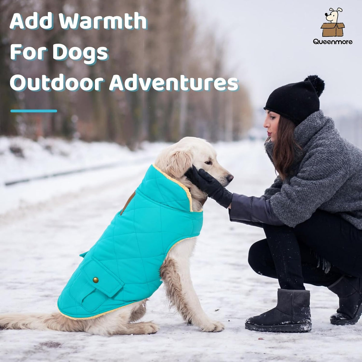 Queenmore Warm Dog Coat, Cold Weather Puffer Dog Coat Vest, Quilting Winter Pet Jacket Ultra Thick