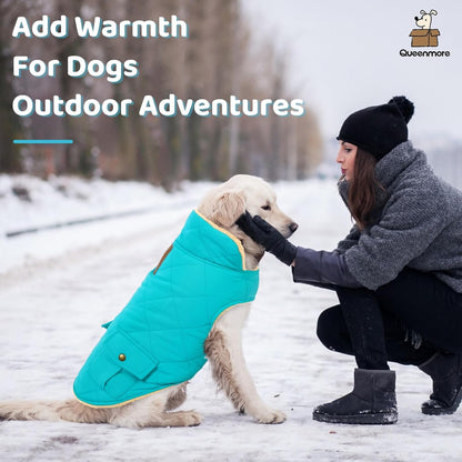 Queenmore Warm Dog Coat, Cold Weather Puffer Dog Coat Vest, Quilting Winter Pet Jacket Ultra Thick