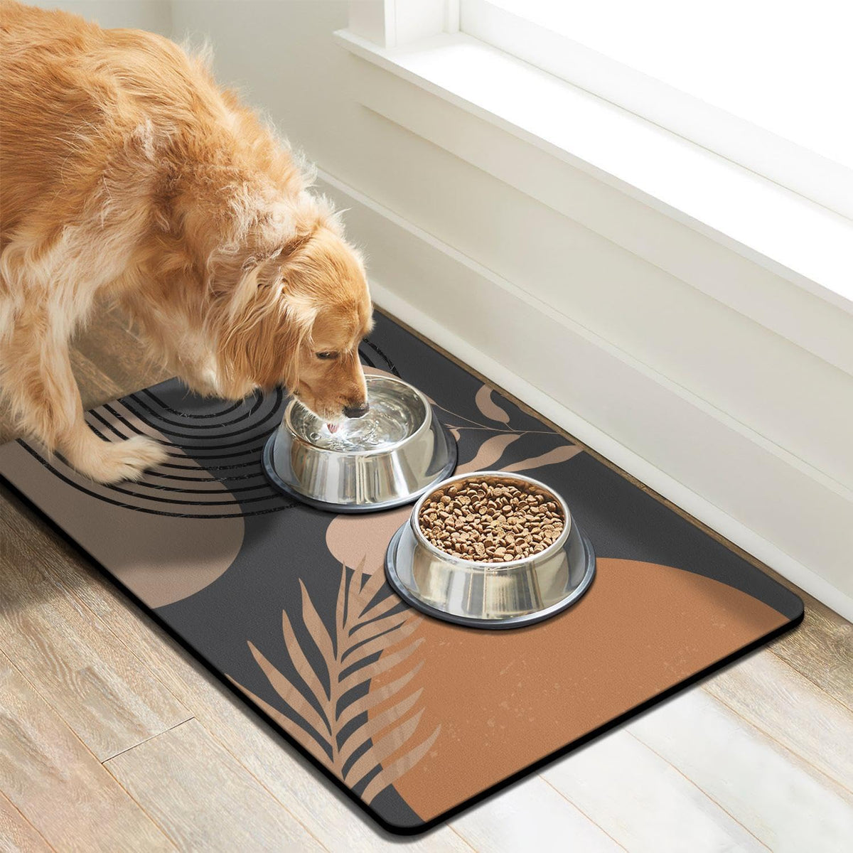 Dog Food Mats for Floors, Absorbent Dog Bowl Mat for Food and Water Dispenser Mat, Quick Dry Cat