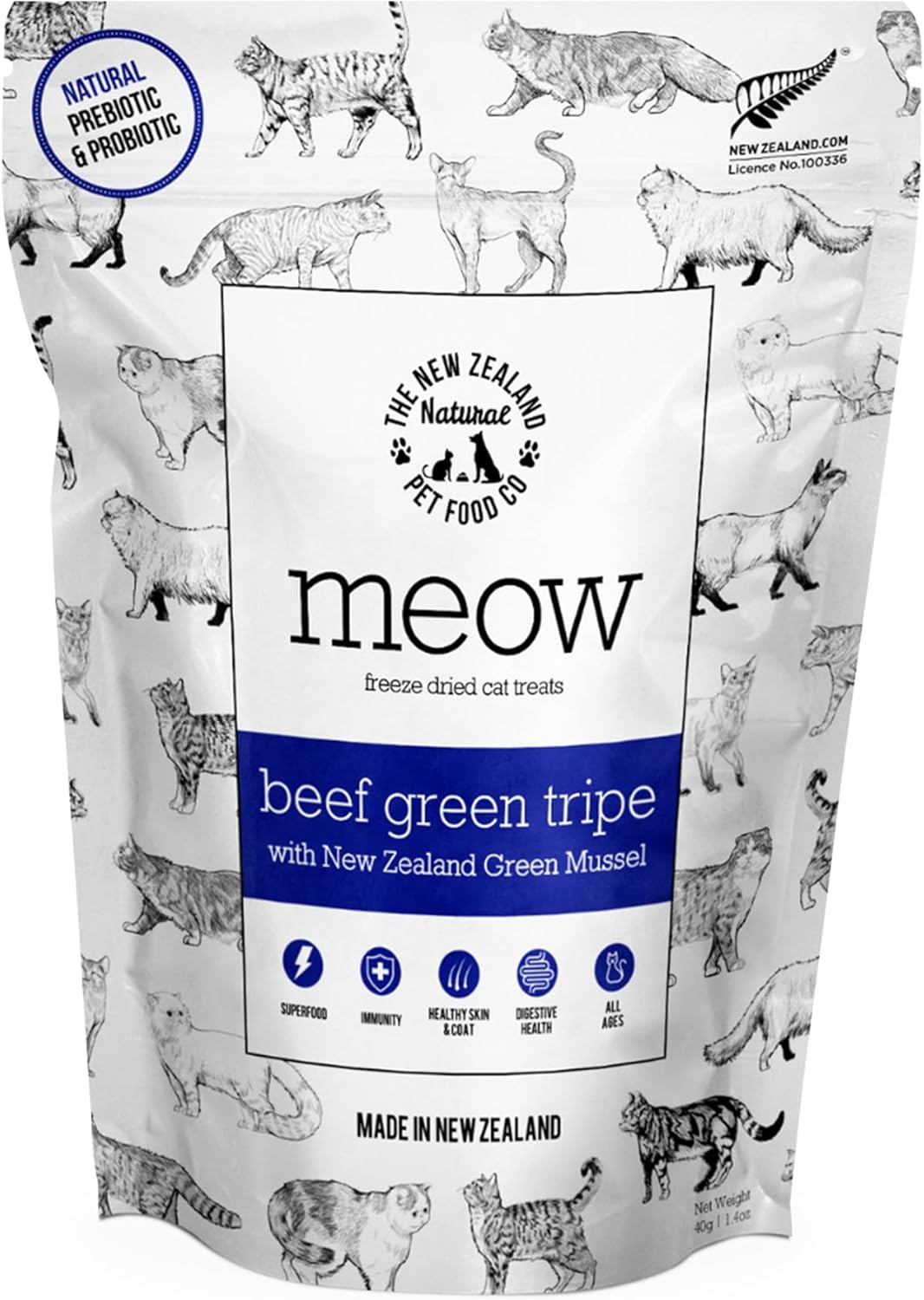 The New Zealand Natural Pet Food Co MEOW Freeze Dried Cat Treats - Beef Green Tripe with New