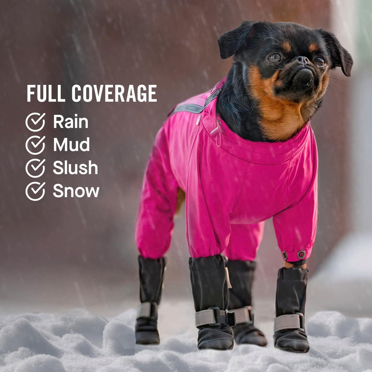 Canada Pooch Dog Winter Boots - Paw Protection, Anti-Slip Dog Shoes with Reflective Strap, Easy On