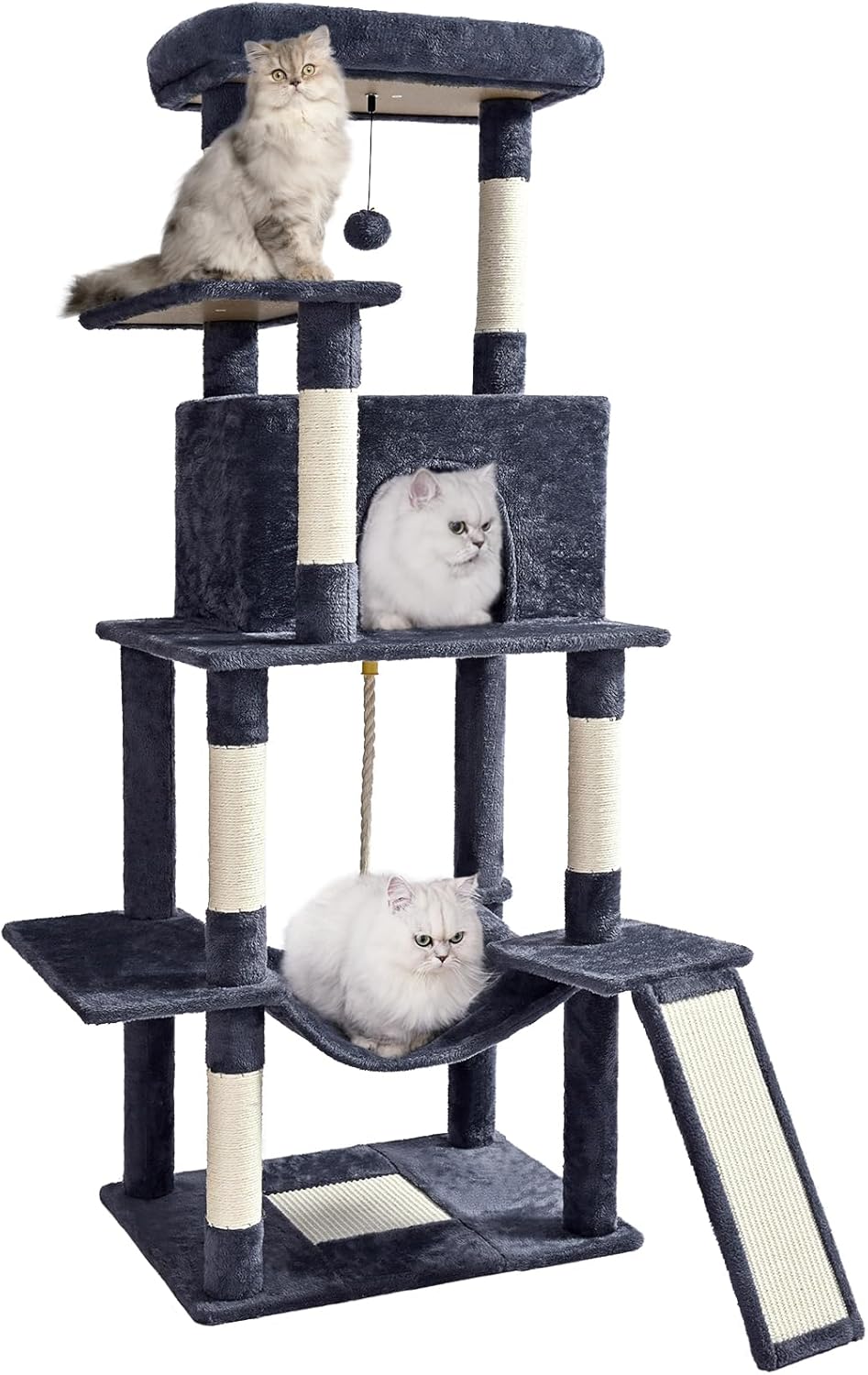 Cat Tree Tower 63in Multi-Level Cat Tower for Indoor Cats with Sisal Scratching Posts, Condo