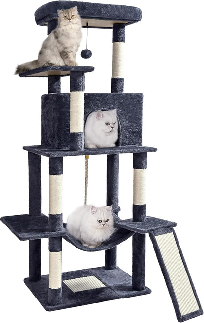 Cat Tree Tower 63in Multi-Level Cat Tower for Indoor Cats with Sisal Scratching Posts, Condo