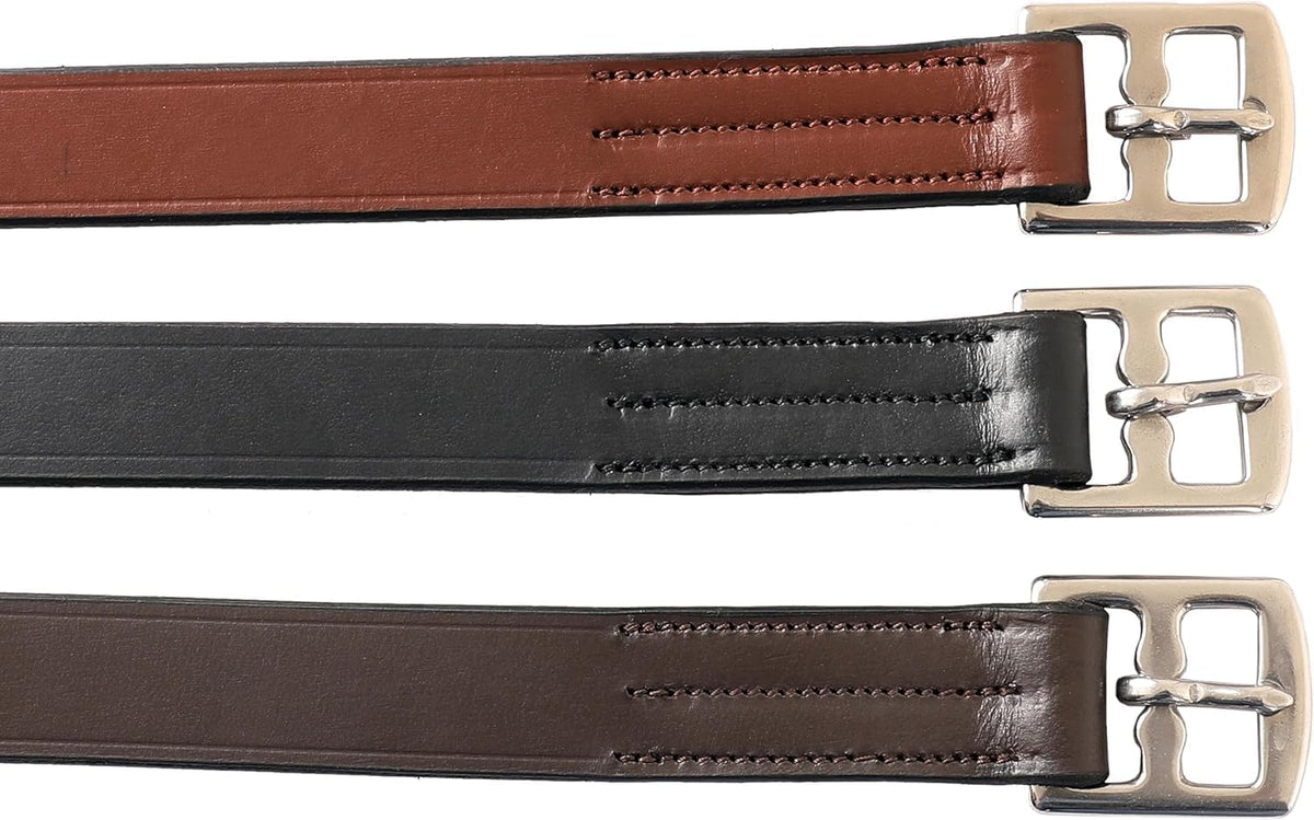 Exion Pre-Stretched Leather Stirrup Leathers for English Saddles | Premium Vegetable-Tanned