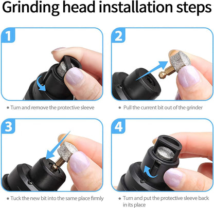Electric Dog Nail Grinder - USB Rechargeable Electric Nail Trimmer with 3 Diamond Grinding Heads