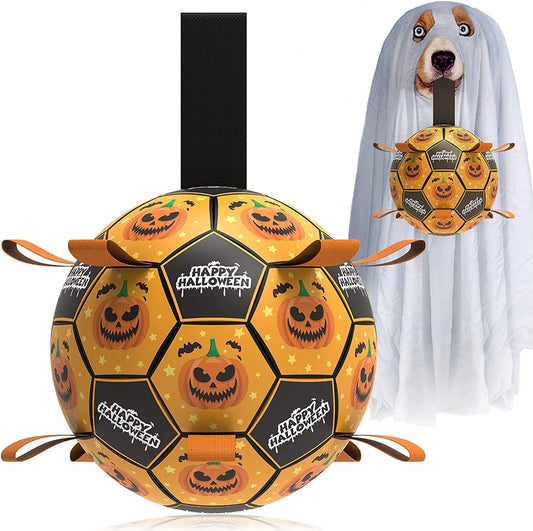 QDAN Halloween Dog Toys, Soccer Balls, Interactive Pet Toys, Puppy Dogs Birthday Gifts, Durable Dog