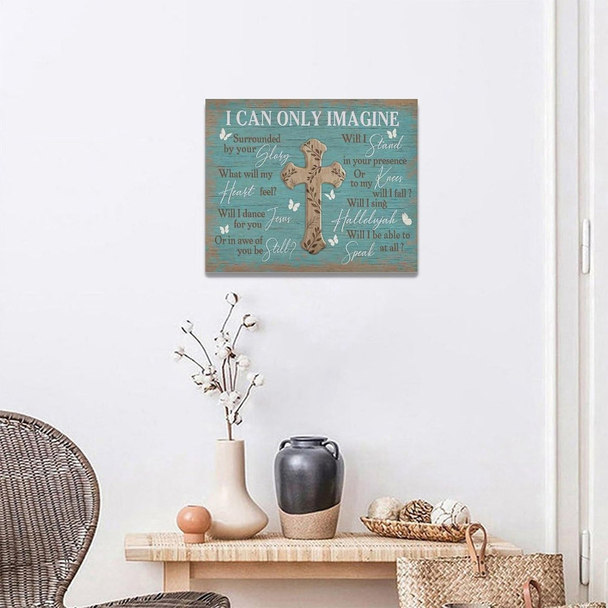 Rustic Christian Cross Wall Art I Can Only Imagine Pictures Farmhouse Butterfly Wall Decor Teal