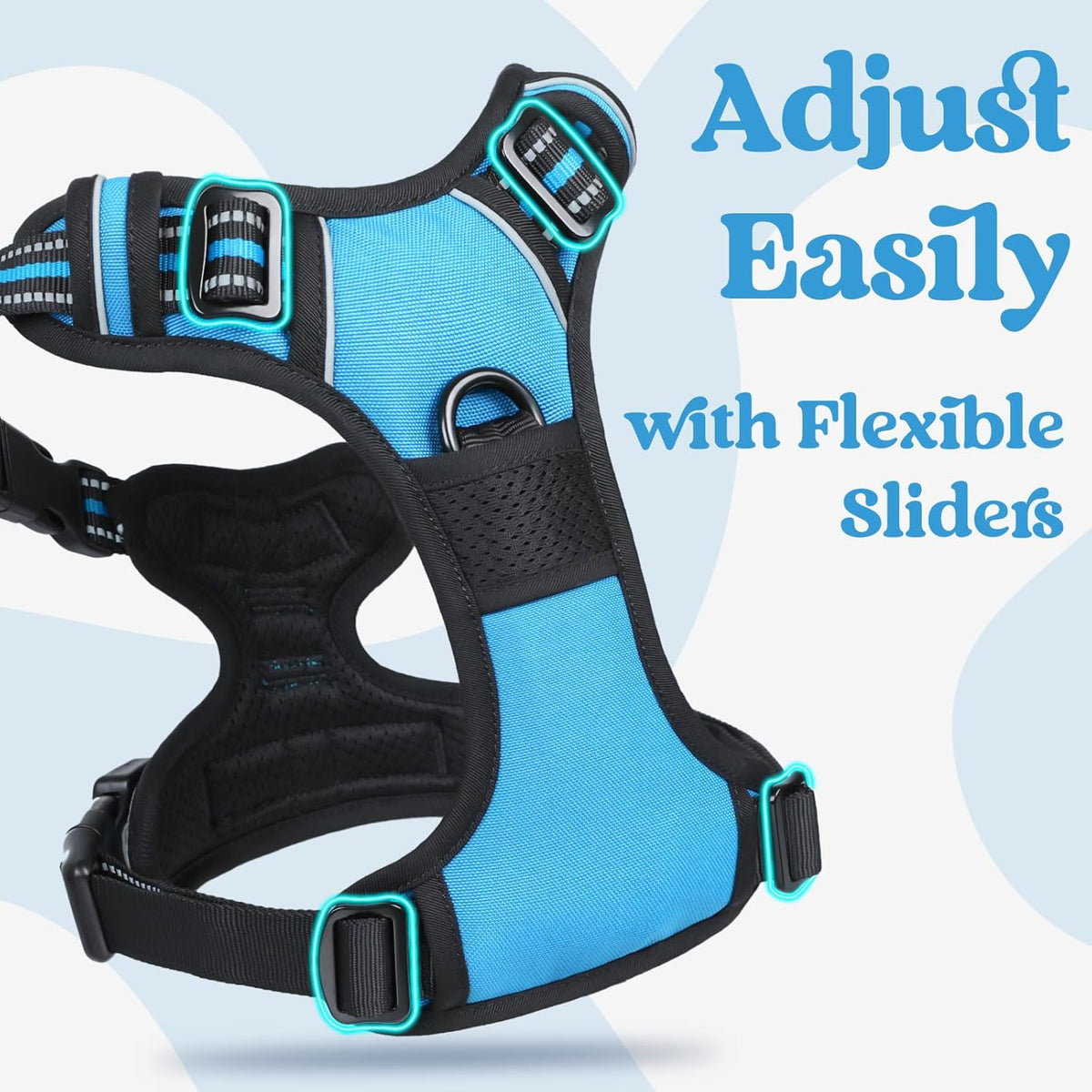 rabbitgoo Dog Harness for Large, No Pull Pet Harness with 3 Buckles, Adjustable Soft Padded Vest