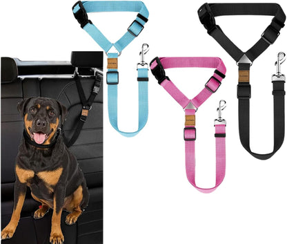 3 Pack Dog Seat Belt for Car, Car Headrest Restraint Adjustable Nylon Fabric, Dog Restraints