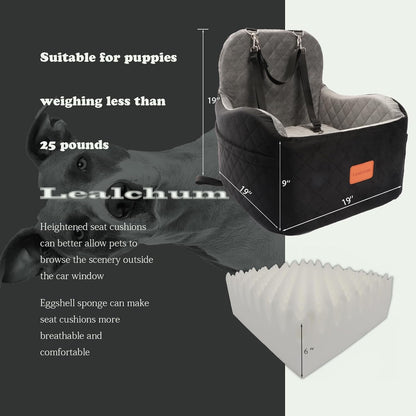 Dog Booster Car Seat for S/M Dogs Up to 35lbs,Soft 6in Elevated Cushion,Fits in Front/Back