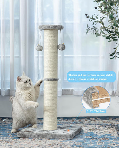 Kilodor 34Inch Tall Cat Scratching Post,4.3Inch Diameter Large Sisal Cat Scratch Post with Ball