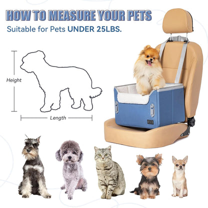 PETSFIT Small Dog Car Seat, Patent Safe Buckles Dog Booster Car Seat, Puppy Car Seat with Safety