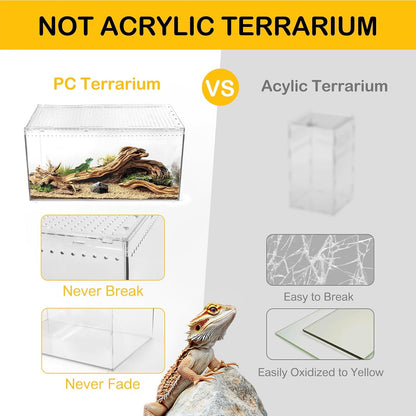 Reptile PC Terrarium,Spider Tank Starter Kit,Leopard Gecko Container,Tarantula Cage,Hermit Crab