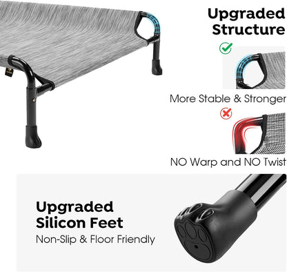 Veehoo Cooling Elevated Dog Bed, Raised Dog Beds for Large Dogs, Outdoor Dog Bed with Guardrail