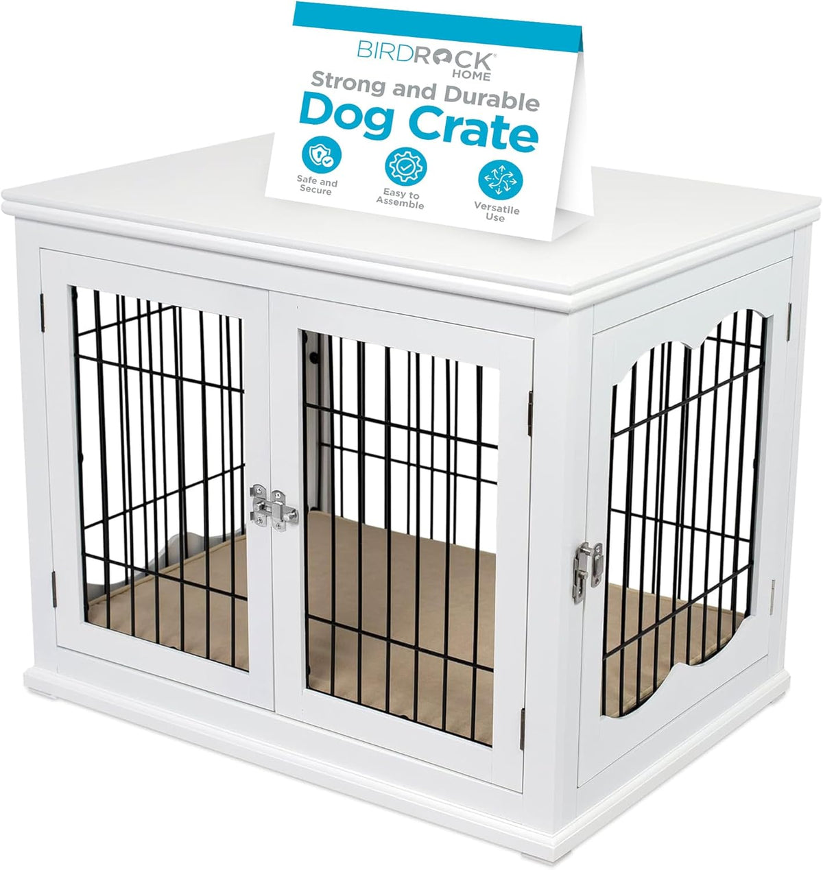 INTERNET'S BEST Decorative Dog Kennel with Pet Bed, Small Pet House, Double Door Indoor Crate