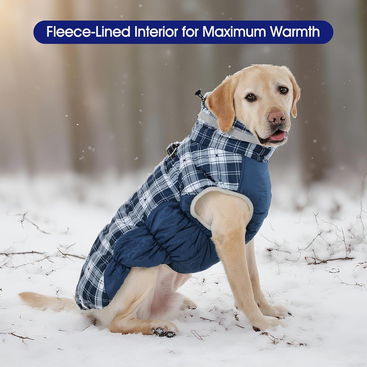 FUAMEY Dog Coat for Large Dogs,Waterproof Dog Winter Jacket with Harness Built in Puppy Cold