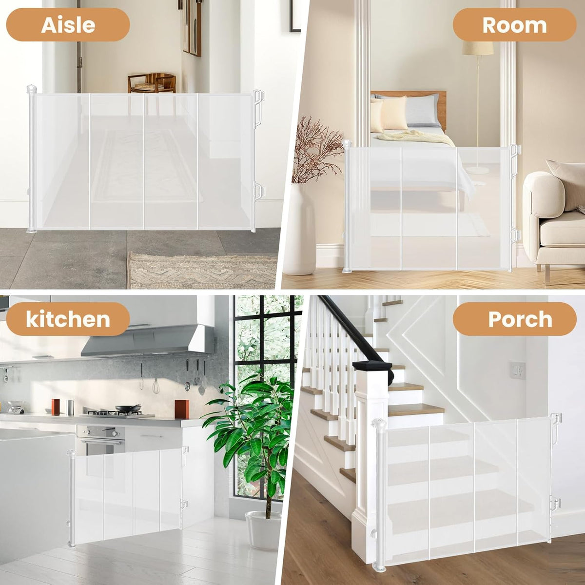 Reinforced Retractable Baby Gate or Mesh Dog Gate,Easy to Use for Stairs, Doorways, Hallways