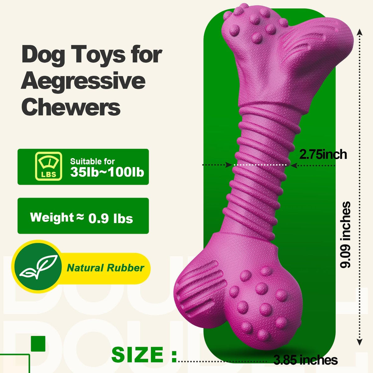 Dog Toys for Aggressive Chewers, Dog Toys for Medium Large Dogs, Natural Rubber Dog Chew Toys with