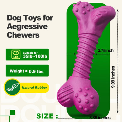 Dog Toys for Aggressive Chewers, Dog Toys for Medium Large Dogs, Natural Rubber Dog Chew Toys with