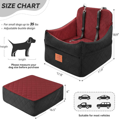 Dog Car Seat for Small/Medium Dogs, Dog Booster Car Seats with Thick Cushion for Dogs Under 35lbs