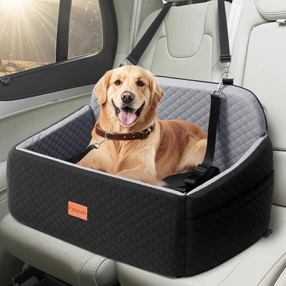 Dog Car Seat for Large Medium Dogs, Pet Car Seat Under 55 lbs or 2 Puppies, Removable Washable Pets