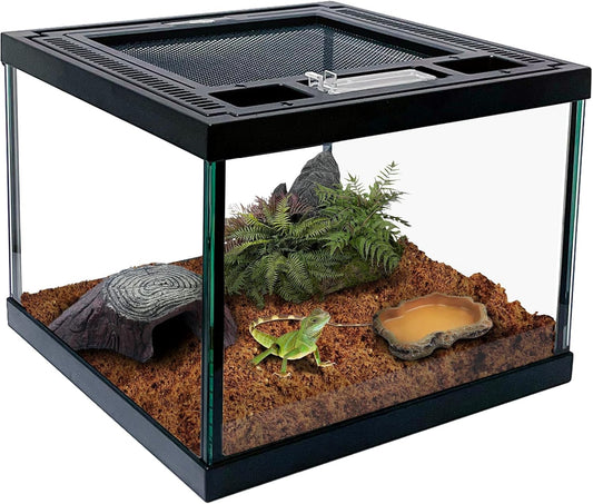 Mini Reptile Glass Terrarium Tank 8 * 8 * 6" Full View, Amphibians Box Habitat Enclosure Cage for
