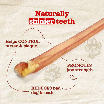 Natural Farm Odor-Free Thin Bully Sticks (12”, 25-Pack) All-Natural Long-Lasting Dog Chews, 100%