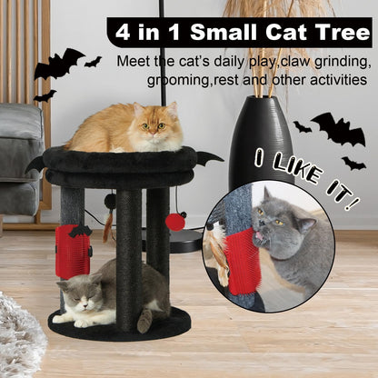 MECOOL 4in1 Small Cat Tree,Scratching Post with Tower Soft Bed, Sisal Carpet Jute Posts with Three