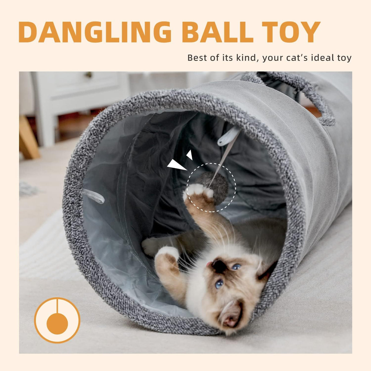 PAWZ Road Cat Tunnel 51 Inches Long Cat Toys Collapsible Tunnel 12 Inches in Diameter Large Cats