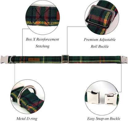 Lionet Paws Christmas Dog Collar with Bowtie Durable Adjustable Handmade Comfortable Bow Tie Dog