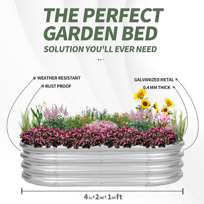 1MORE Galvanized Raised Garden Bed- Planter Garden Boxes Outdoor, Raised Beds for Gardening