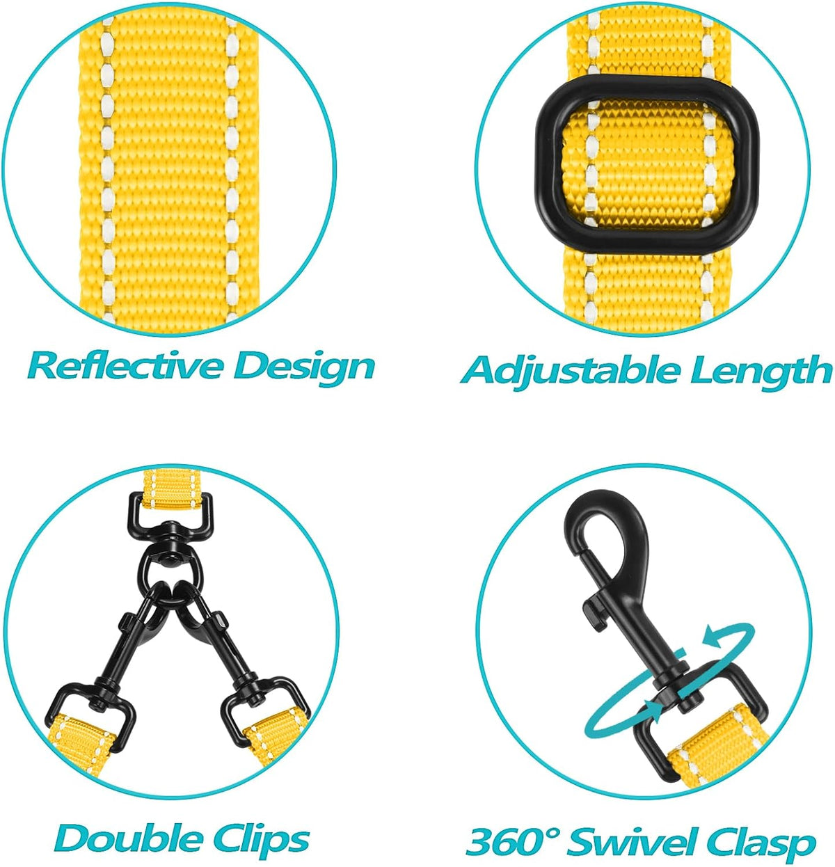 PetBonus Double Dog Leash, No Tangle Dual Leash, Reflective Walking Training Lead, 4 Comfortable