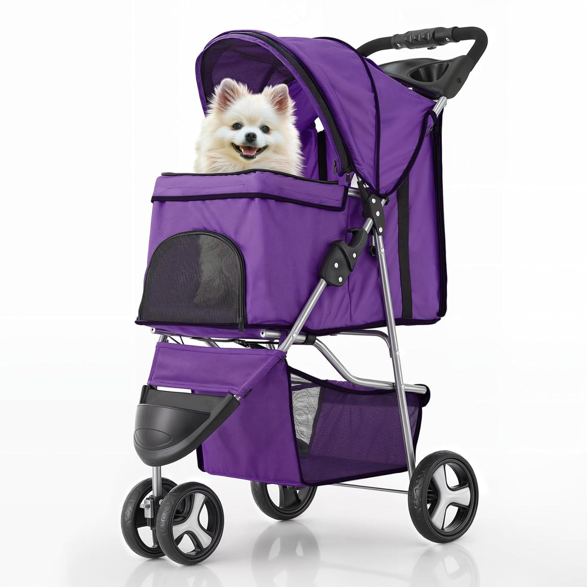 MoNiBloom 3 Wheels Pet Dog Cat Stroller for Small Medium Dogs Cats, Lightweight Foldable Jogger